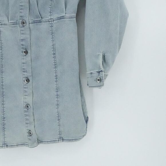 Free People Dress Womens 6 Blue Amber Denim Stretchy Western Boho Casual - Picture 7 of 16